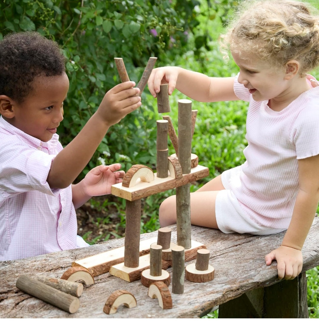 Guidecraft Branch Blocks – 36-Piece Natural Wooden Building Set | Open-Ended STEM & Nature Play