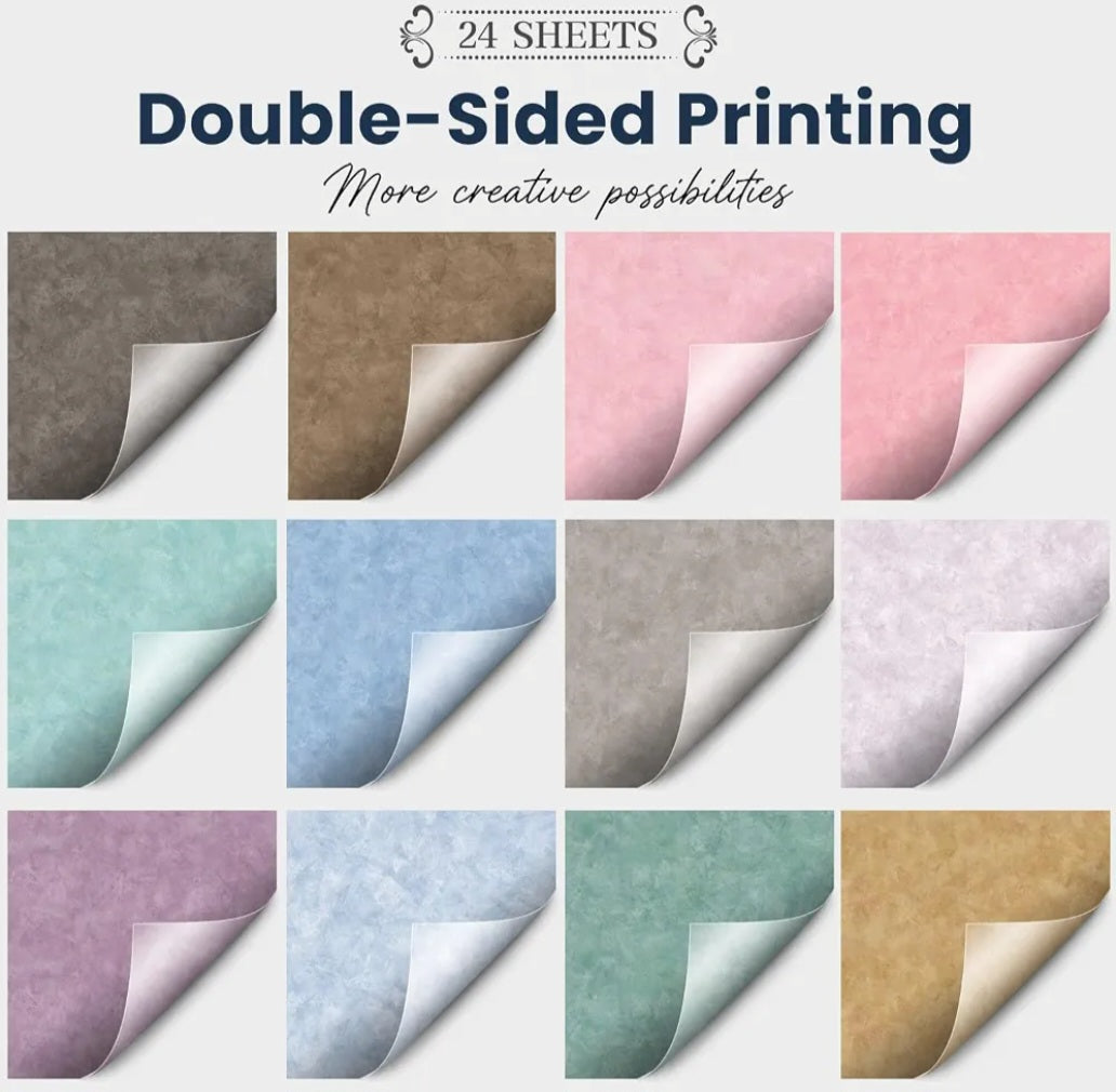 Boho Scrapbook Paper Pad | 24 Double-Sided 12x12 Vintage Textured Papers | Journaling, Card Making & Paper Crafts