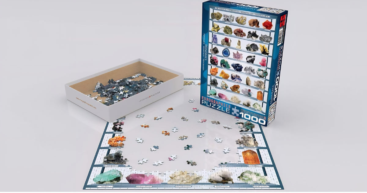 Minerals of the World 1000-Piece Educational Puzzle – Gemstones & Mineral Collection Jigsaw Puzzle