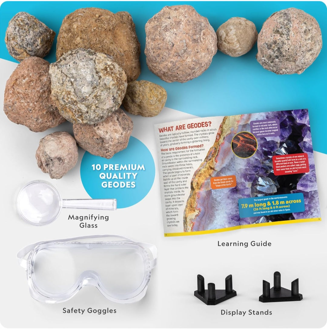 National Geographic Break Open 10 Geodes Science Kit | Crystal & Geology STEM Exploration Kit for Kids