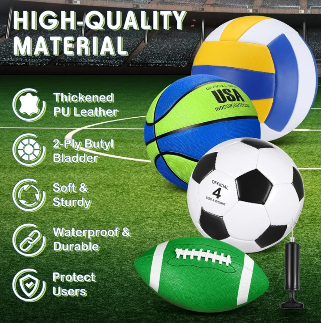 4-Piece Sports Ball Set| PE & Homeschool Physical Education Equipment