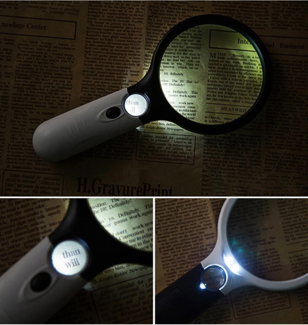 Lighted Magnifying Glass| 3X & 45X Magnification
