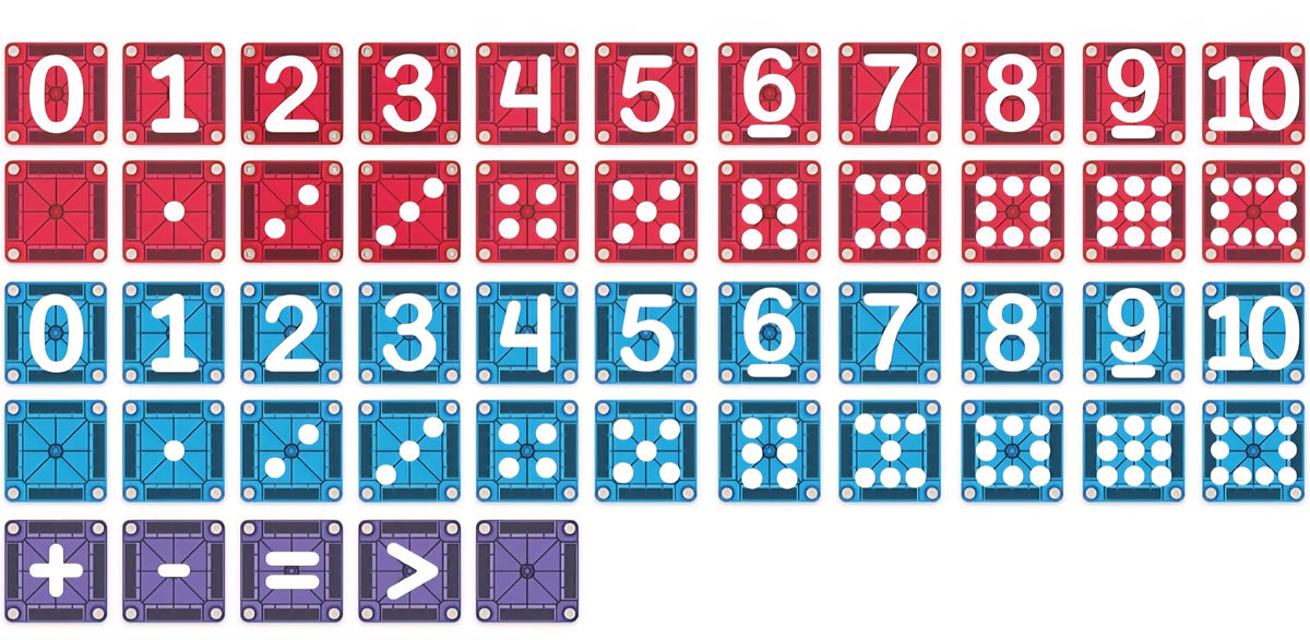 MAGNA-TILES microMAGS Learn Numbers 56-Piece Set | Magnetic Math & Number Recognition