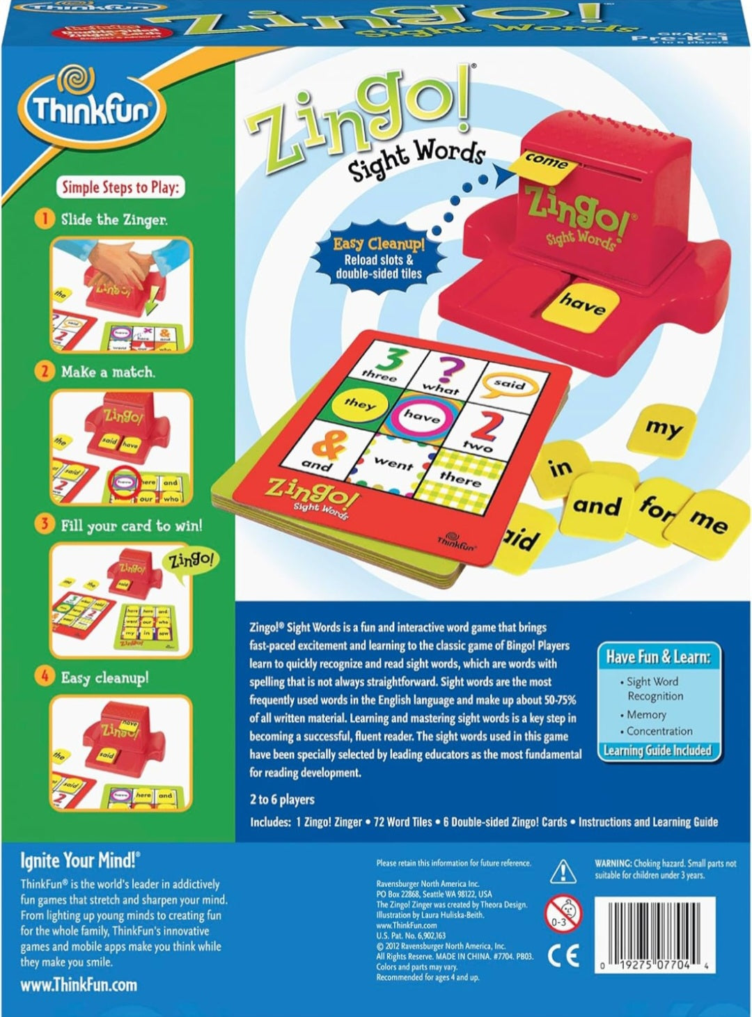 ThinkFun Zingo! Sight Words|Reading Game