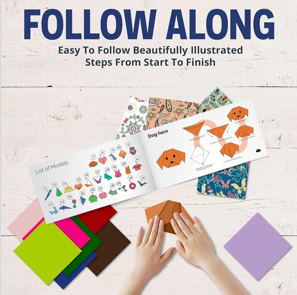 Origami Paper Kit | 350 Sheets, 20 Solid Colors & 50 Japanese Patterns | 25 Folding Projects & Instruction Book