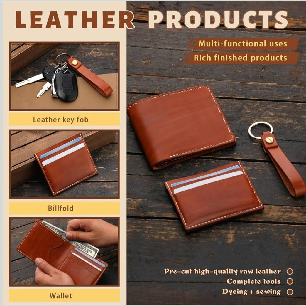 Leatherworking & Wallet Making Kit | Vegetable-Tanned Leather, Tools & DIY Projects