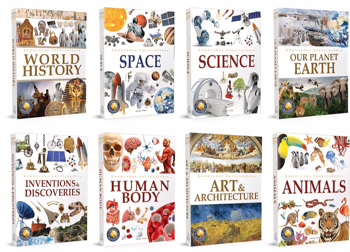 Knowledge Encyclopedia 8-Book Box Set | Animals, Human Body, Science, Space & World History | Children's Educational Reference Books|Paperback