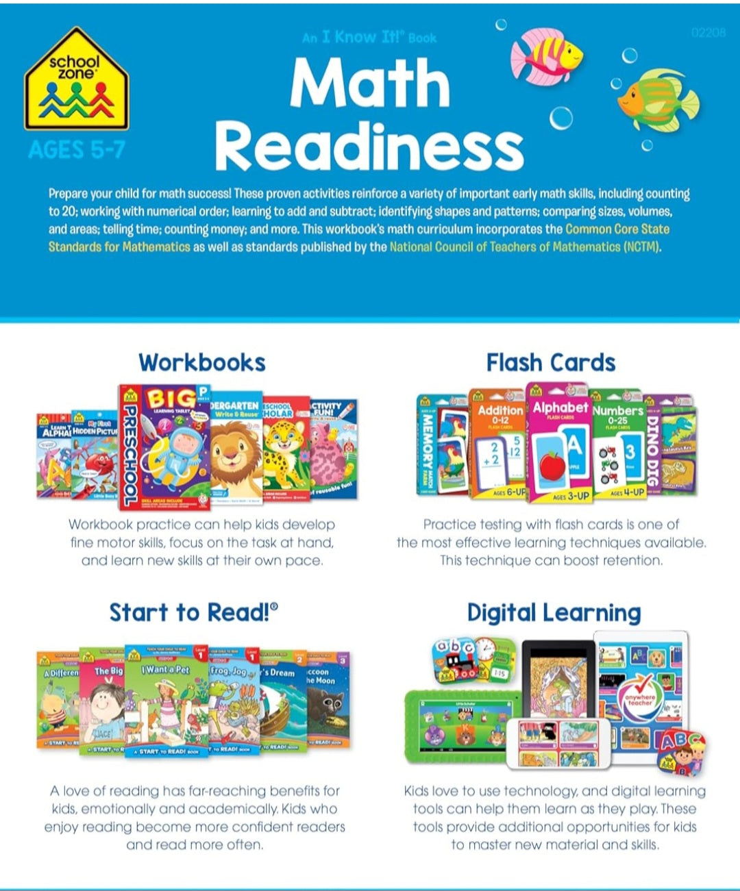 School Zone Math Readiness Workbook | Kindergarten & 1st Grade Math Practice | Ages 5–7