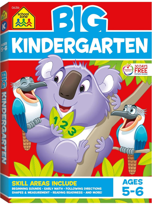 School Zone Big Kindergarten Workbook | Early Reading, Writing & Math Practice | Ages 5–6