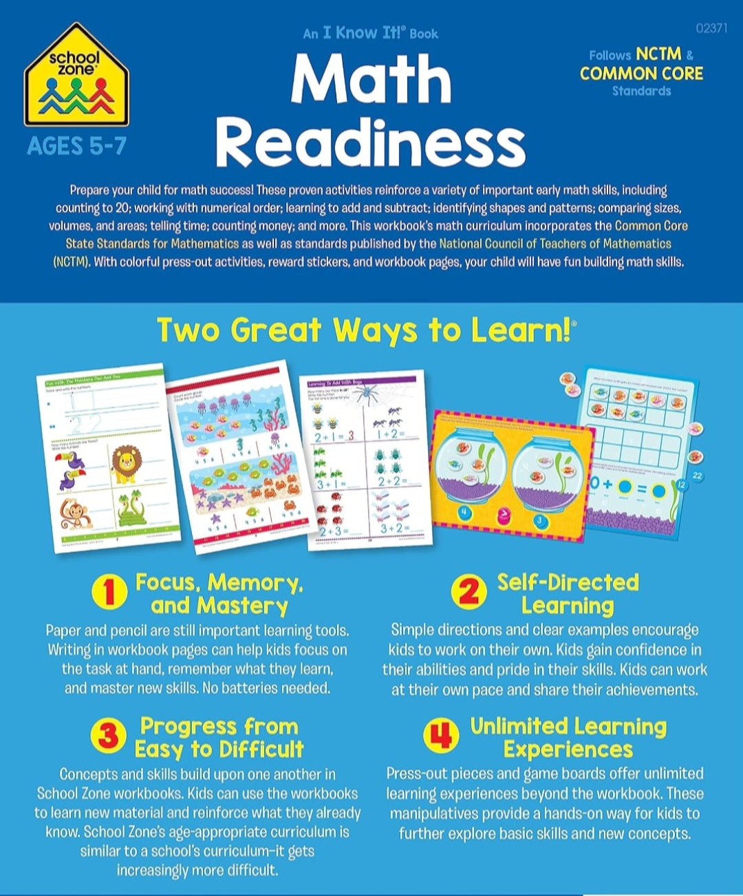 School Zone Math Readiness Press-Out Workbook | Hands-On Kindergarten & First Grade Math Activities | Ages 5–7