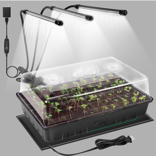 60-Cell Seed Starting Kit with Grow Light & Heat Mat | Indoor Gardening & Plant Science