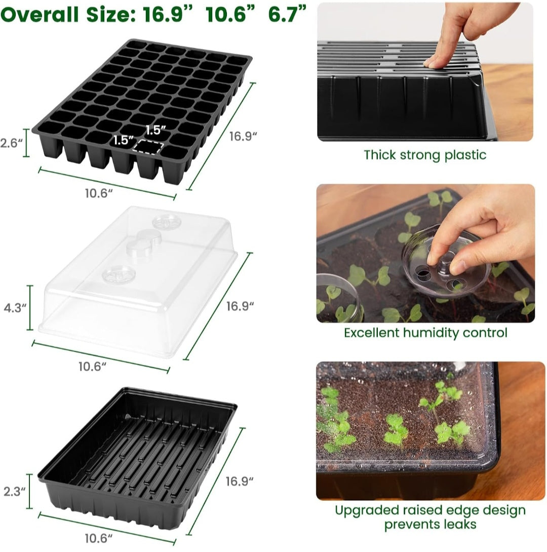 60-Cell Seed Starting Kit with Grow Light & Heat Mat | Indoor Gardening & Plant Science