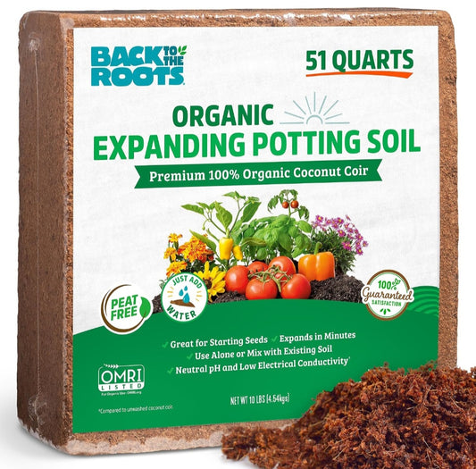 Back to the Roots Organic Coconut Coir Potting Soil | 51-Quart Expanding Growing Medium for Seed Starting & Plant Science
