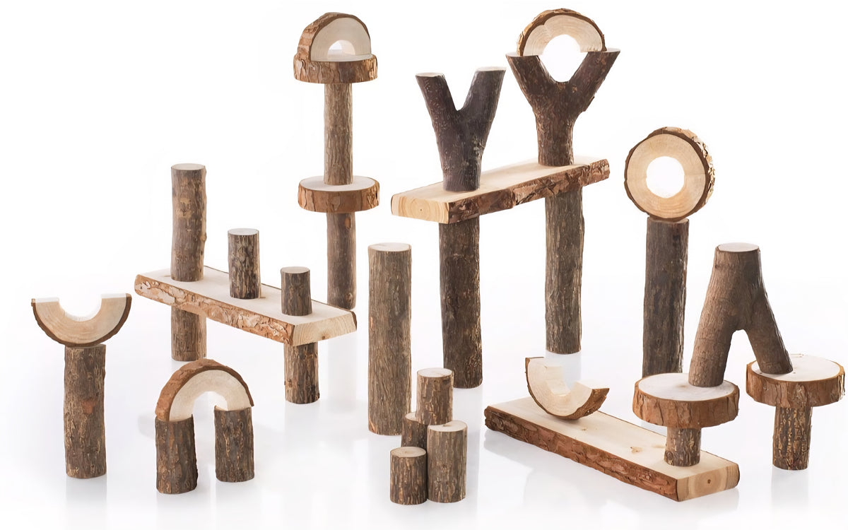 Guidecraft Branch Blocks – 36-Piece Natural Wooden Building Set | Open-Ended STEM & Nature Play