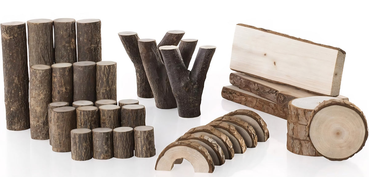 Guidecraft Branch Blocks – 36-Piece Natural Wooden Building Set | Open-Ended STEM & Nature Play