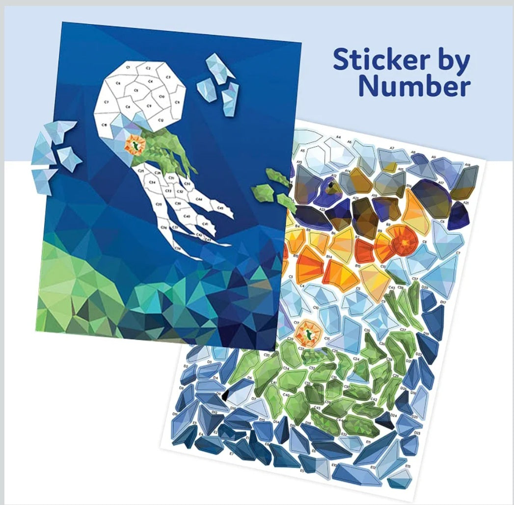 Sticker by Number Mosaic Book Set | 4-Book Collection | Animals, Ocean Life & Botanical Designs | 2,000+ Stickers