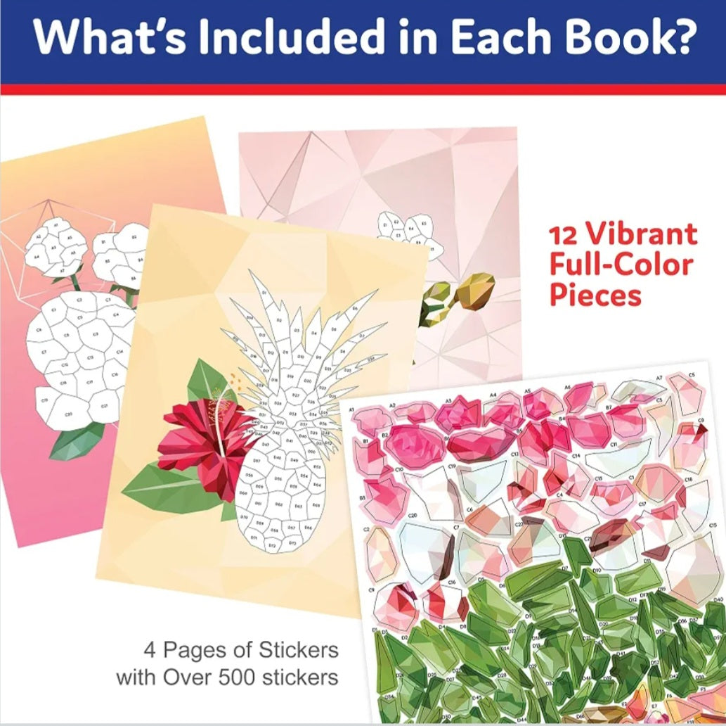 Sticker by Number Mosaic Book Set | 4-Book Collection | Animals, Ocean Life & Botanical Designs | 2,000+ Stickers