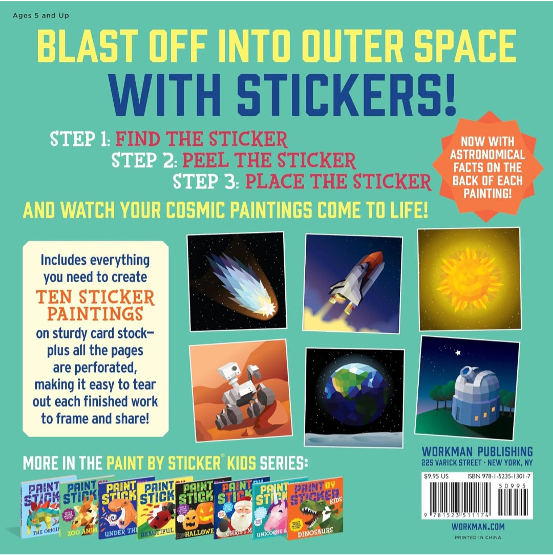 Paint by Sticker Kids: Outer Space | 10 Space-Themed Sticker Art Activities with Glow-in-the-Dark Stickers