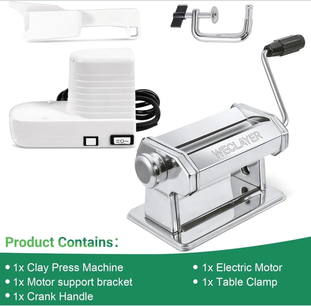 Electric Polymer Clay Roller Machine | 90W Motor, 7 Adjustable Thickness Settings & Dual-Mode Operation | Clay Jewelry-Making Tool