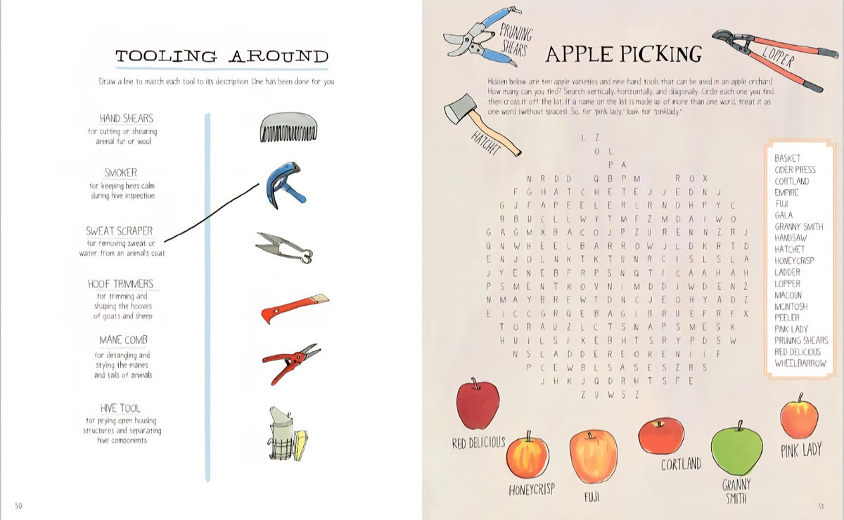 Julia Rothman's Farm Anatomy Activity Book: Match-ups, Word Puzzles, Quizzes, Mazes, Projects, Secret Codes & Lots More