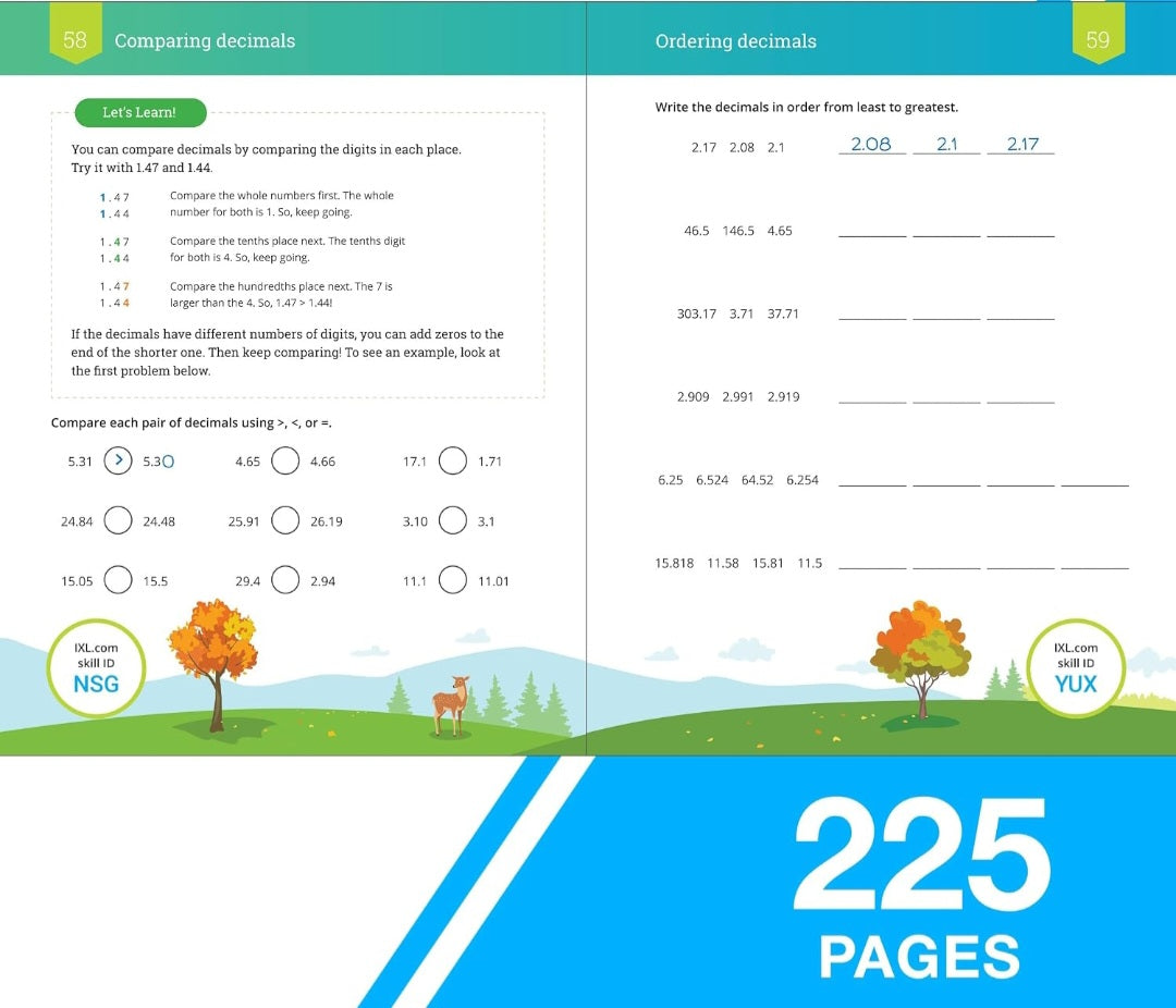 5th Grade Math Workbook | Multiplication, Division, Fractions & Decimals | Grade 5