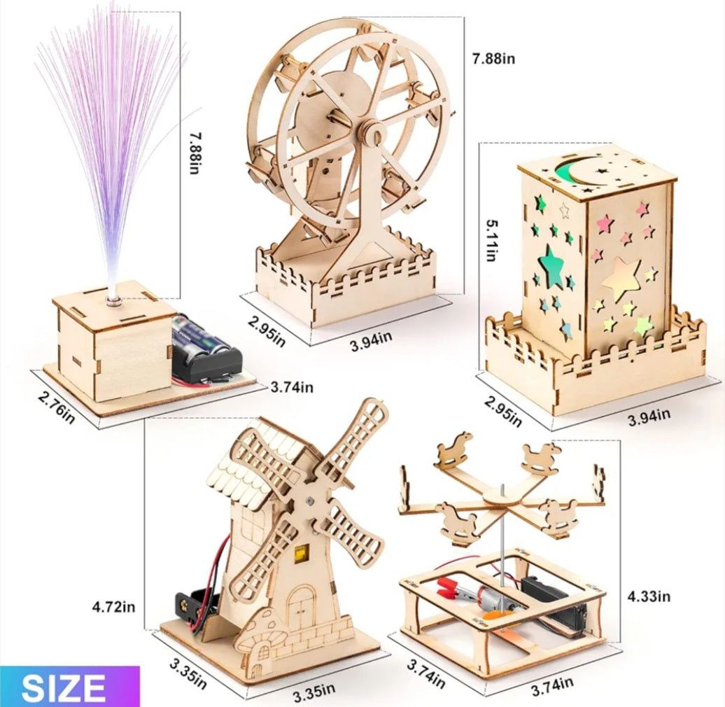 5 in 1 STEM Engineering Kit Set | Wooden DIY Science Models & Hands-On Building Projects
