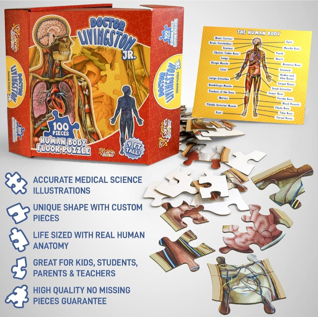 Human Anatomy Floor Puzzle – 100-Piece Life-Size Body Puzzle