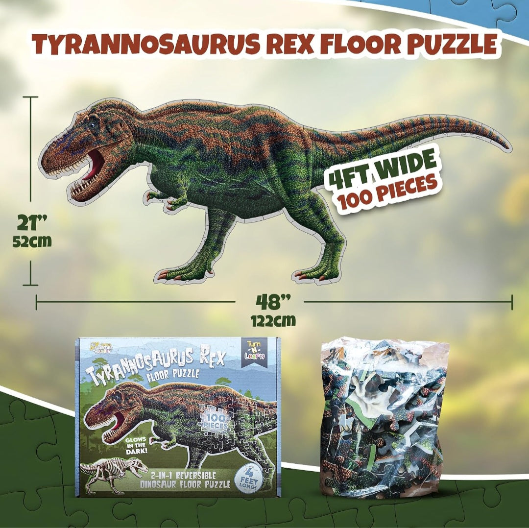 Tyrannosaurus Rex Dinosaur Floor Puzzle| 100-Piece Double-Sided Puzzle