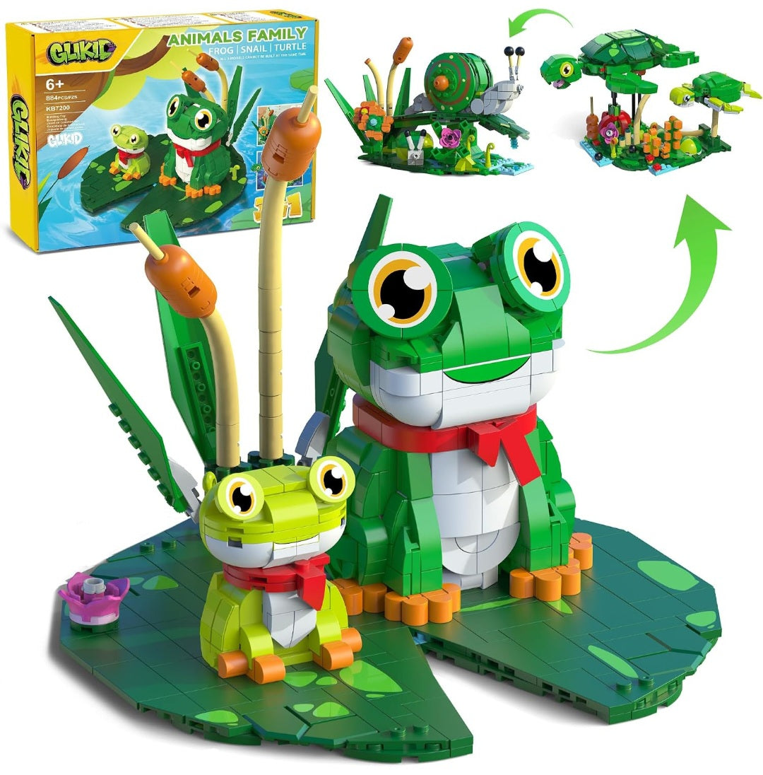 Animals 3-in-1 Build & Learn Kit | LEGO® + Animal Books (Frogs, Snails & Turtles)