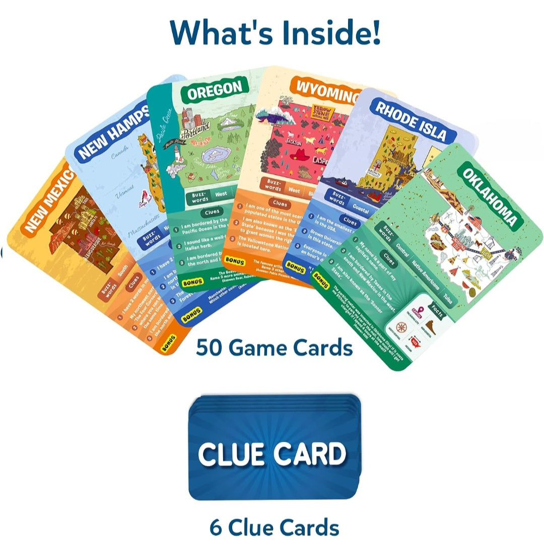 Guess In 10:States of America Educational Geography Game|U.S. States Trivia & Guessing Card Game
