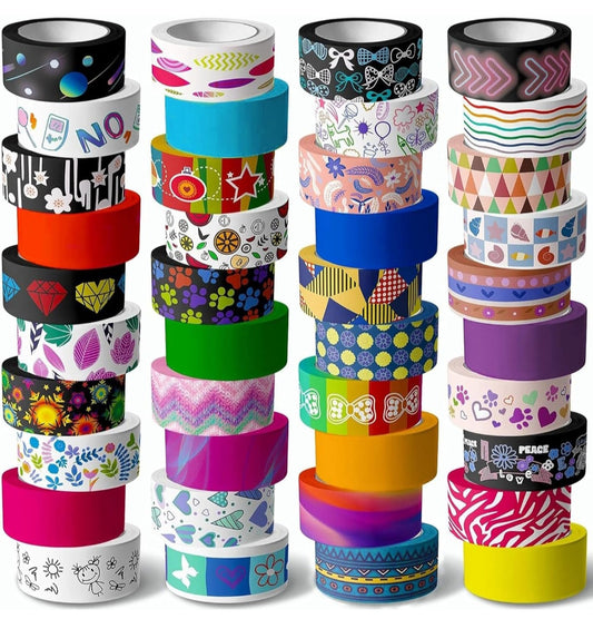 40-Roll Washi Tape Set | Colorful Decorative Craft Tape for Journaling, Scrapbooking & Art Projects