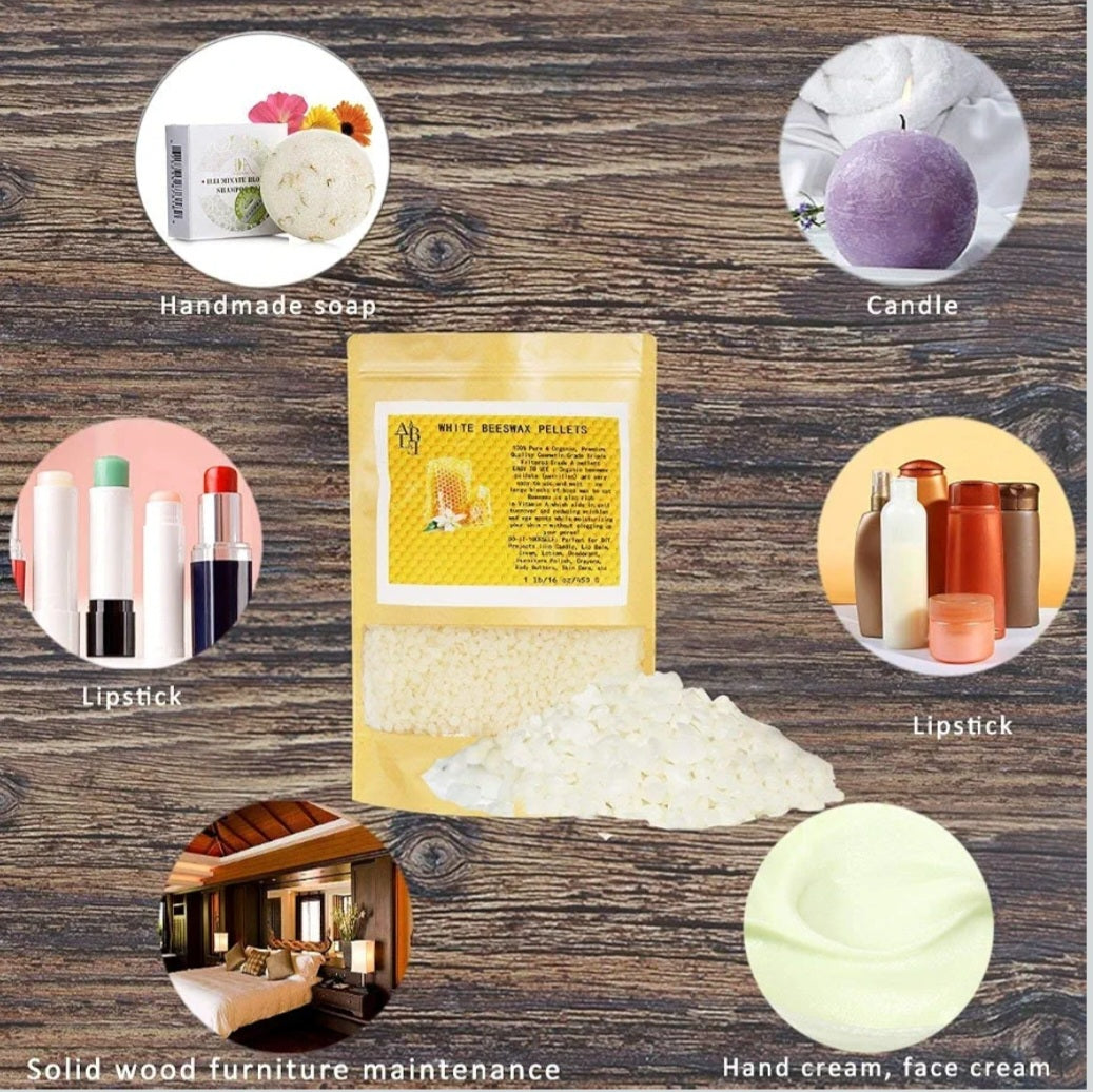 White Beeswax Pellets| 100% Pure Beeswax for Candle & Soap Making (2 lb, 5 lb, 10 lb)