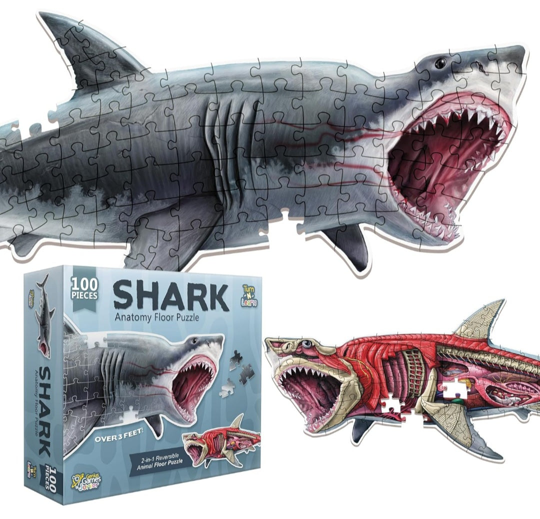 Shark Anatomy Floor Puzzle – 100-Piece Double-Sided Life-Size Shark Puzzle