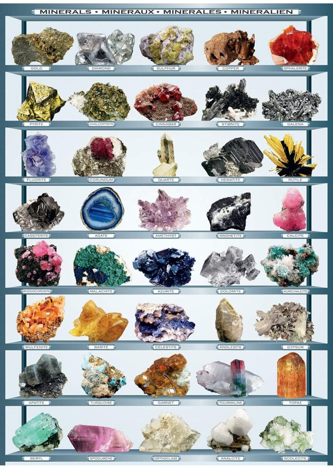 Minerals of the World 1000-Piece Educational Puzzle – Gemstones & Mineral Collection Jigsaw Puzzle