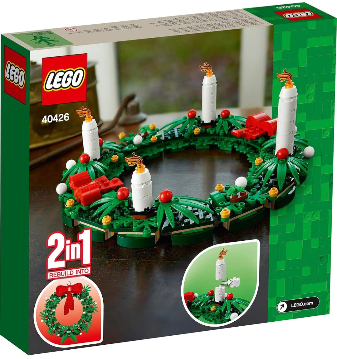 LEGO Iconic Christmas Wreath 2-in-1 Building Set| Holiday Design & Creative STEM Activity|510 Pieces