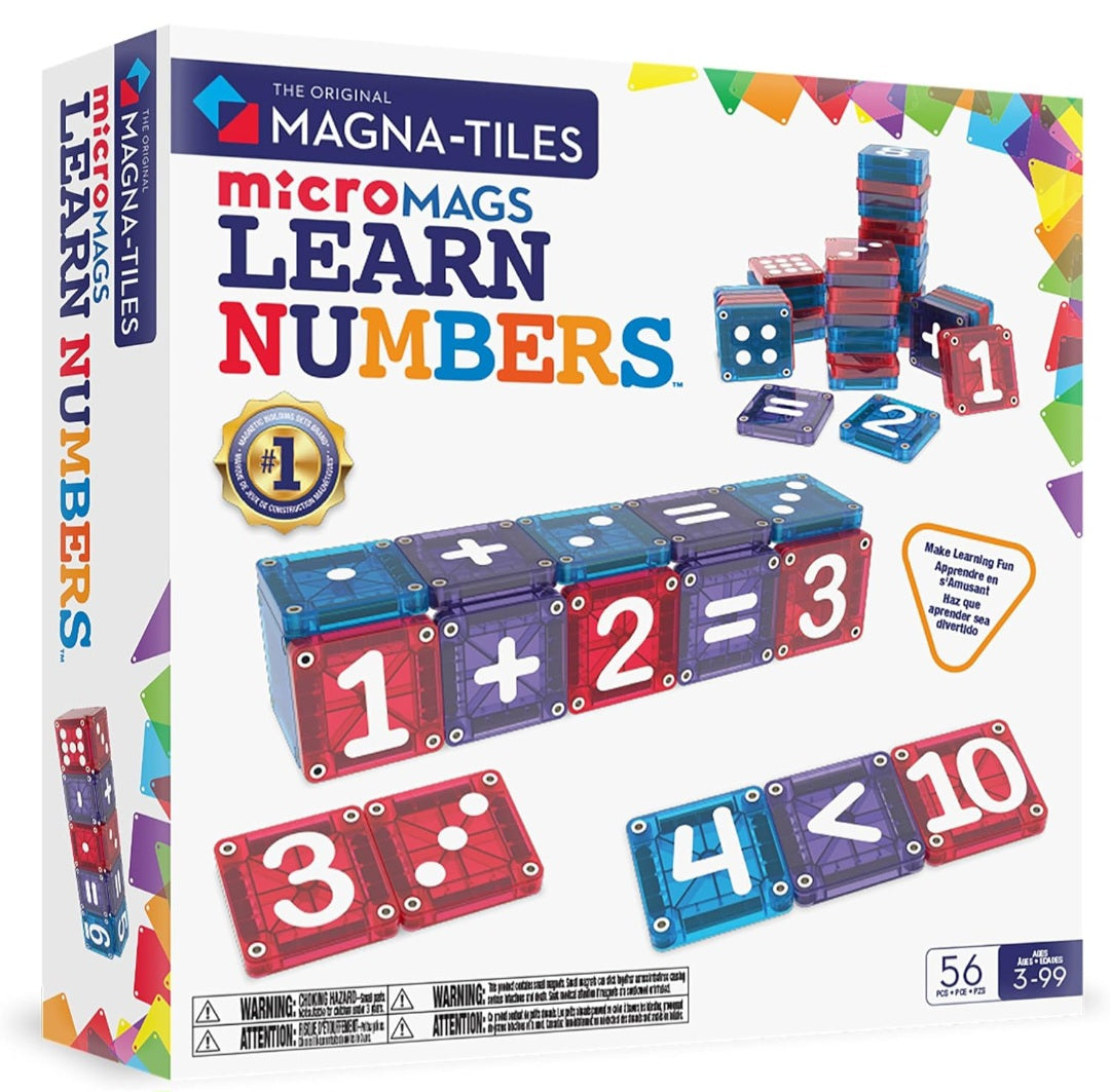 MAGNA-TILES microMAGS Learn Numbers 56-Piece Set | Magnetic Math & Number Recognition