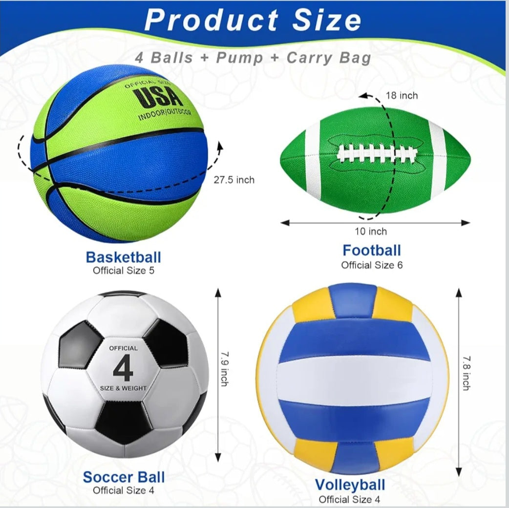 4-Piece Sports Ball Set| PE & Homeschool Physical Education Equipment