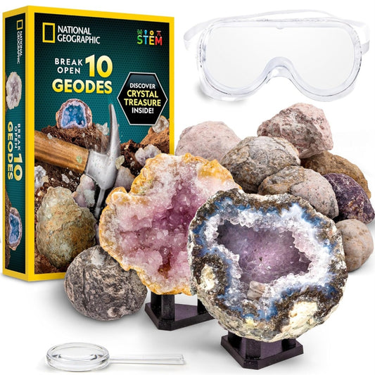 National Geographic Break Open 10 Geodes Science Kit | Crystal & Geology STEM Exploration Kit for Kids