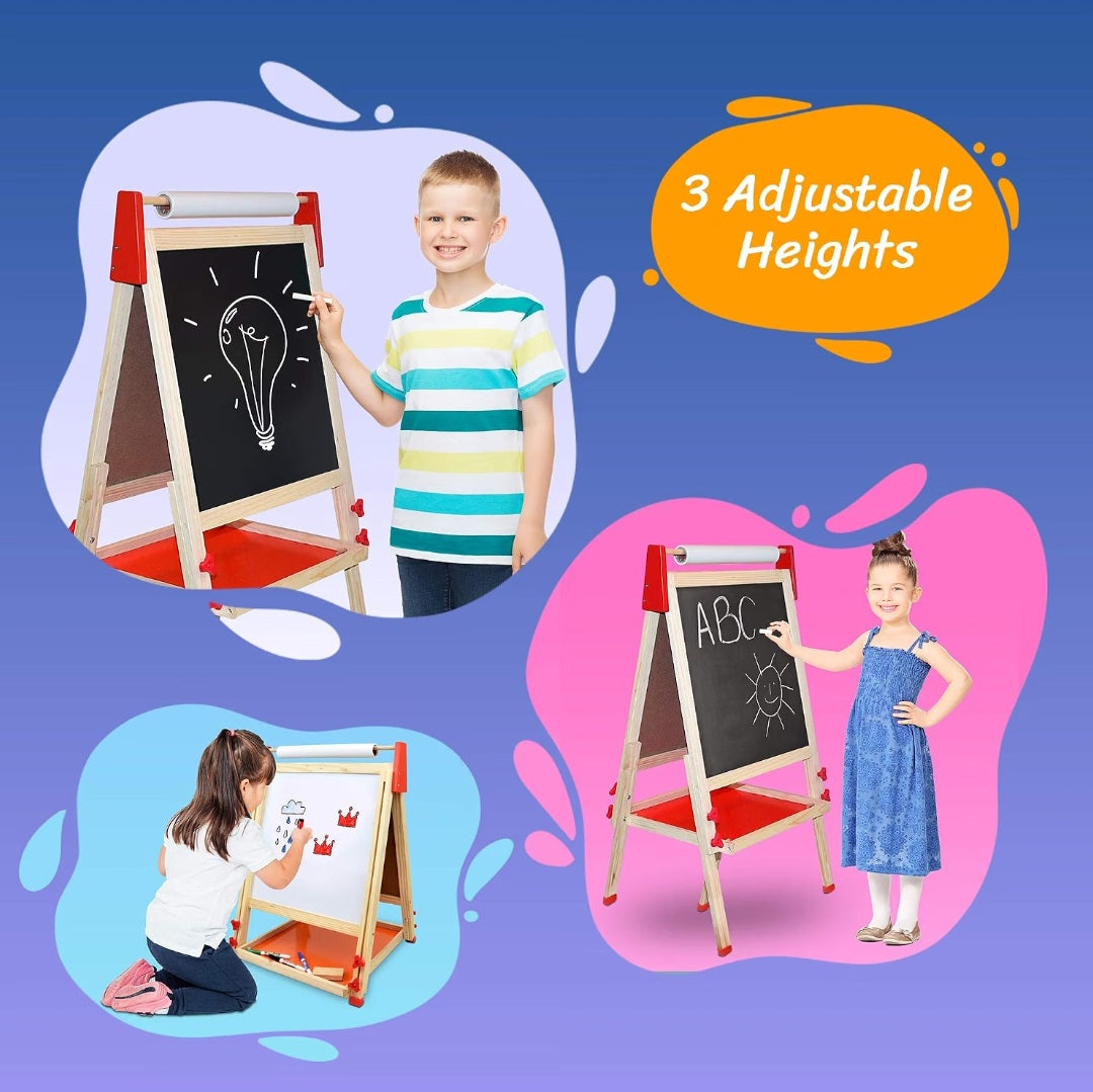 Wooden Art Easel – Double-Sided Chalkboard & Dry-Erase Board