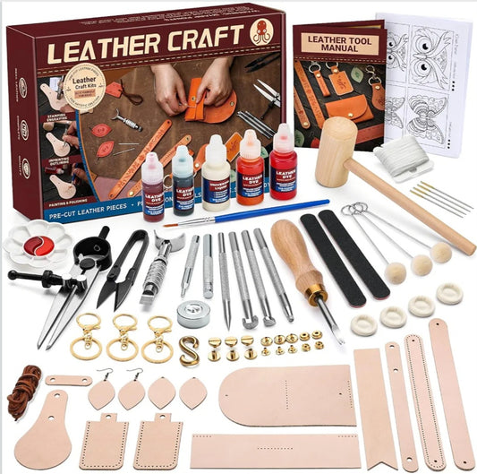Leatherworking & Traditional Crafts Kit | Leather Tooling, Stamping & Sewing Projects