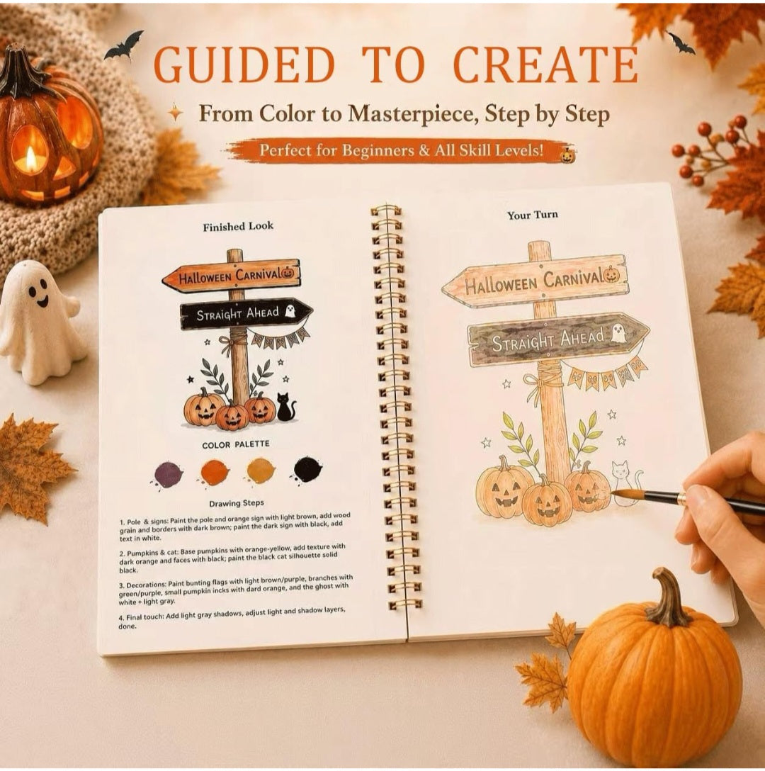 Halloween/Pumpkin Watercolor Workbook|16 Colors|3 Brushes
