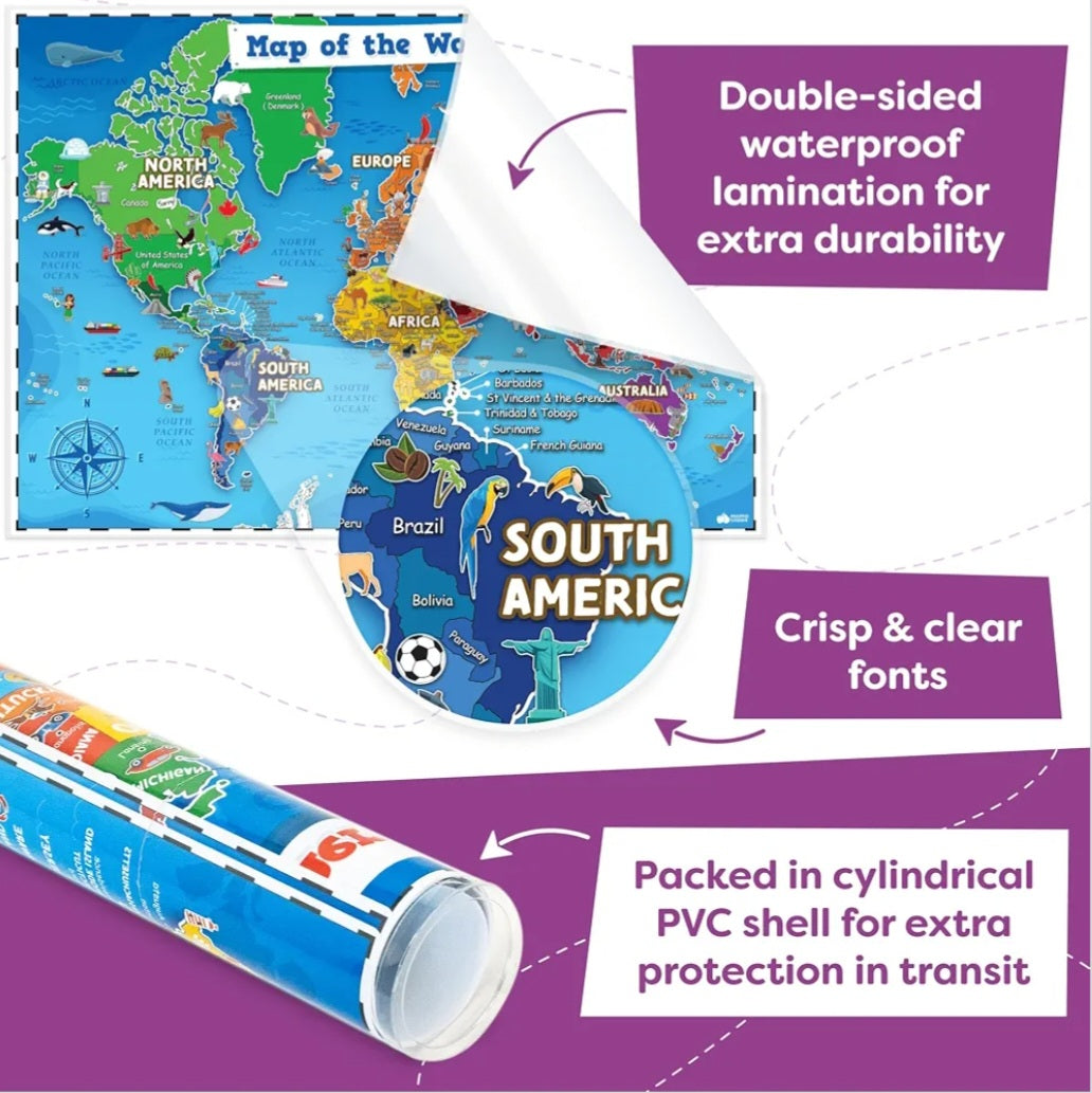 Colorful US & World Map Set