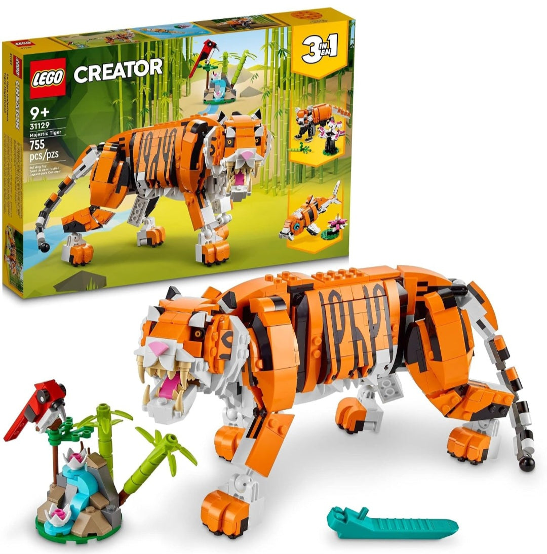 Animal Diversity & Wildlife| LEGO® Creator 3-in-1 Tiger, Red Panda, Koi Fish & 3 Animal Books|Build & Learn Kit