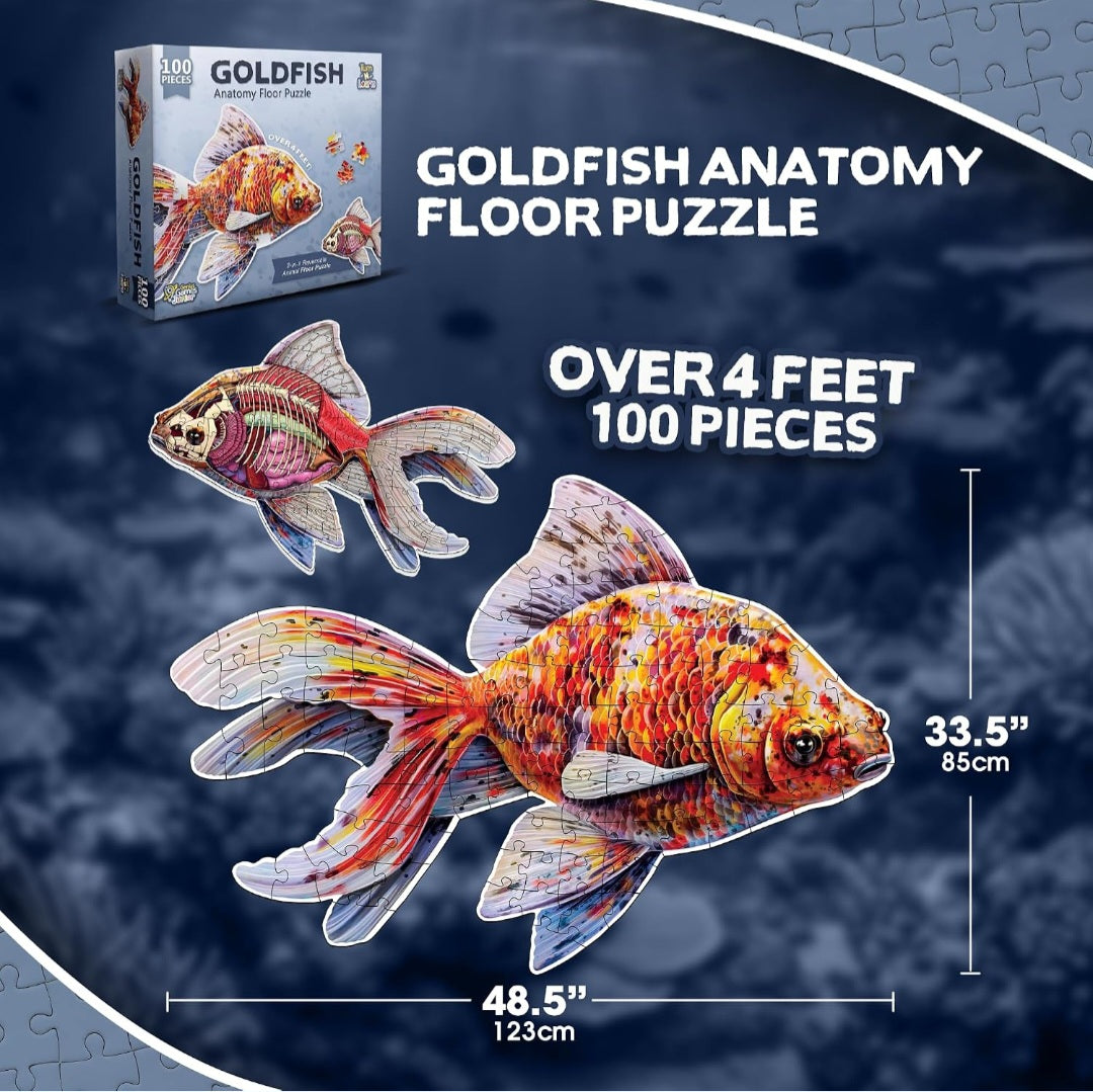 Goldfish Animal Anatomy Floor Puzzle|100-Piece Double-Sided Puzzle
