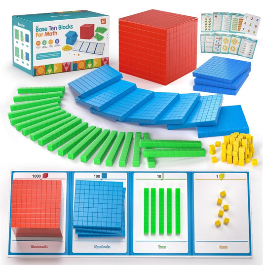 Base Ten Blocks Math Manipulatives|143-Piece Place Value Set