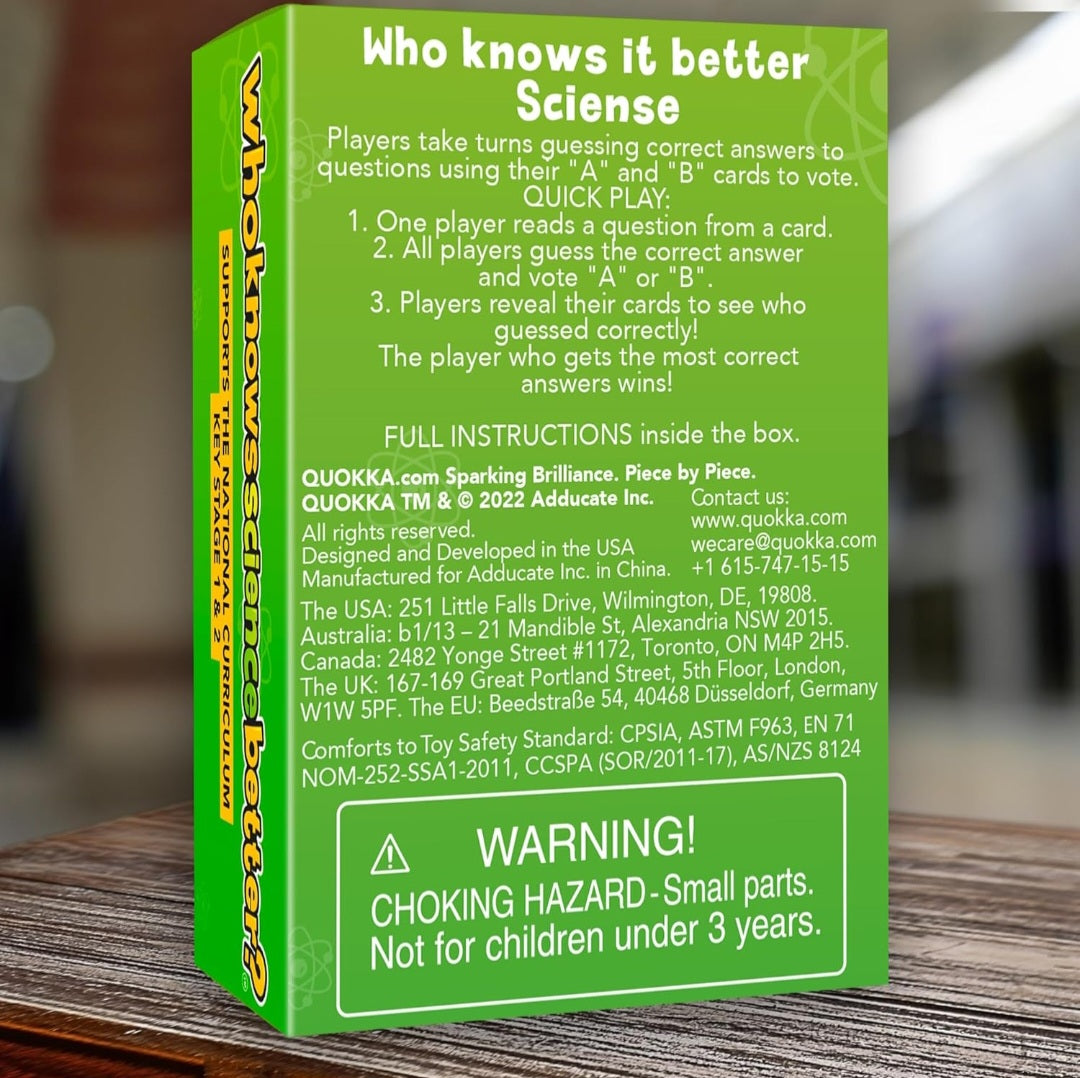 Who Knows Science Better? Card Game
