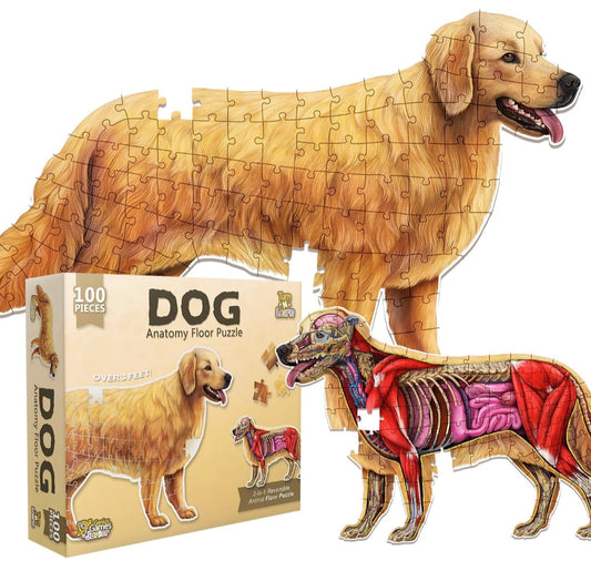 Dog Animal Anatomy Floor Puzzle|100-Piece Double-Sided Puzzle