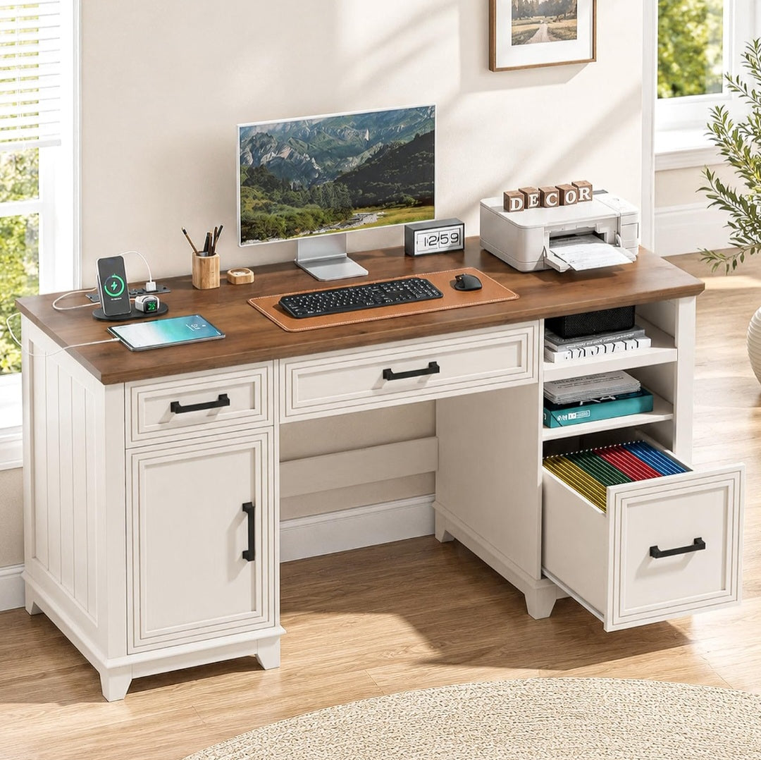 55" Farmhouse Homeschool Desk| Student Learning & Study Workspace