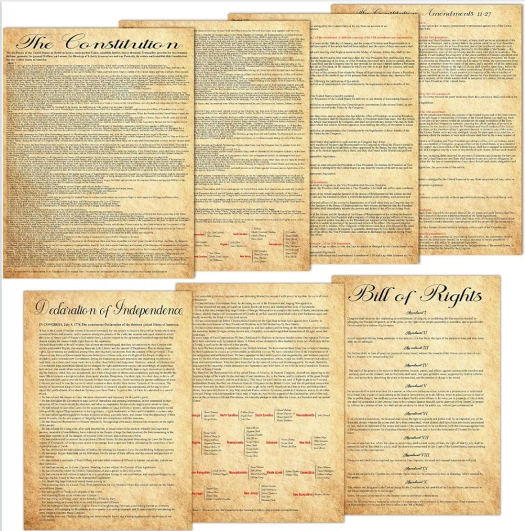 Founding of America History & Government Study Kit | 2 Books, Document Replicas & Quill Writing Set | Grades 8–12