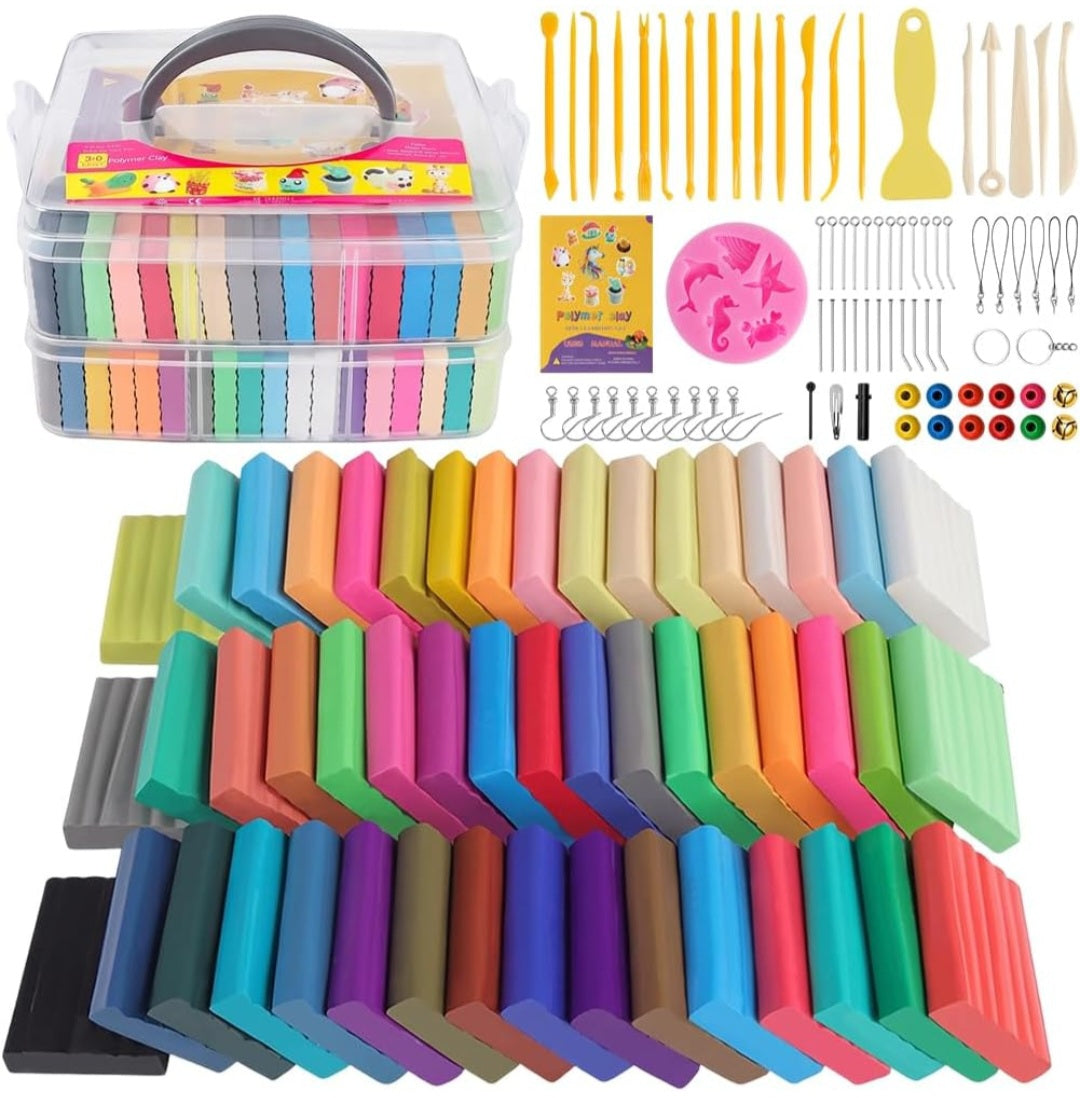 Polymer Clay Modeling Kit | 50 Colors, 20 Sculpting Tools & Accessories | Oven-Bake Clay Art Set for Creative Projects